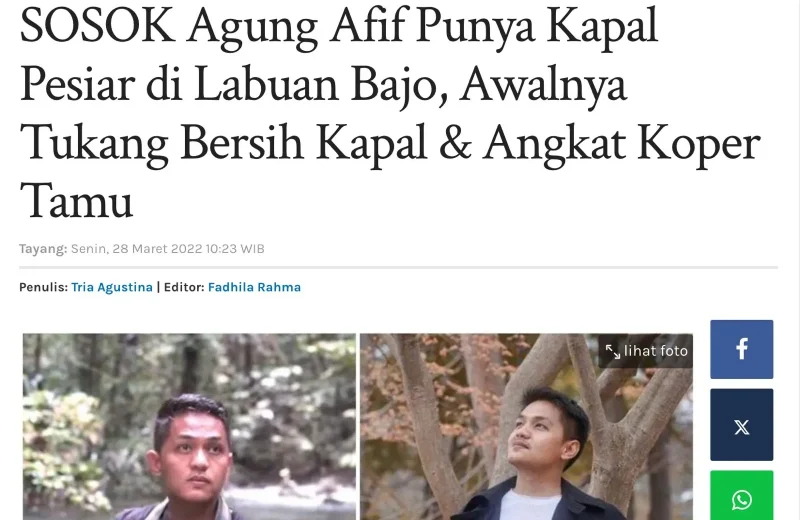 Tribun Palembang — Sosok Agung Afif Punya Kapal Pesiar di Labuan Bajo, Awalnya Tukang Bersih Kapal & Angkat Koper Tamu