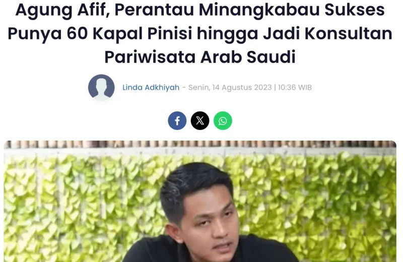 Harian Haluan — Agung Afif, Perantau Minangkabau Sukses Punya 60 Kapal Pinisi hingga Jadi Konsultan Pariwisata Arab Saudi